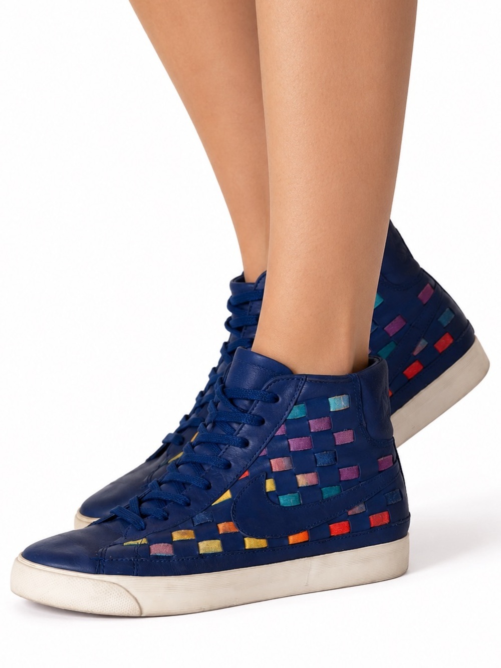 Nike Women’s Blue High-Top Sneakers with Multicolor Weave